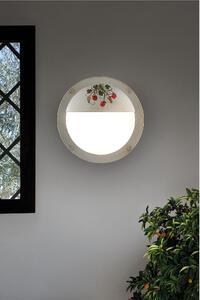 Lampada rustica da parete o soffitto in alluminio decorato e vetro satinato, per esterni Diametro ? 31 cm peso 1 kg - Attacco Lampada E 27 interno Paralume Bianco Vintage