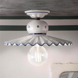 Lampada da soffitto Grande stile rustico in ceramica decorata a mano Roma Diametro ?41xh 15,5 cm - Attacco Lampada E 27 Ceramica, Metallo