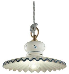 Lampada a sospensione piccola in ceramica stile rustico decorata a mano Roma Diametro ? 23 cm -1 x max 75W E27 Ceramica, Metallo
