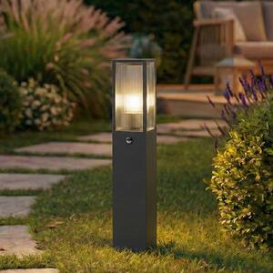 Lindby Lampione Peldar, antracite/scanalata, 80 cm, sensore Peldar Lindby, dimmerabile, Nero, Alluminio, Moderno