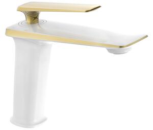 Mexen Purus rubinetto lavabo, bianco/oro - 745800-25