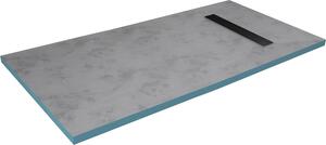 Piatto doccia MARWELL Elemento doccia 90 x 160 x 4 cm direttamente piastrellabile con canale di scarico integrato in nero e scarico orizzontale