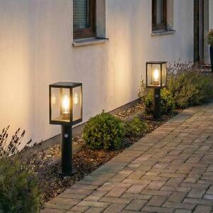 Lindby Lampione a LED solare Relto, sensore, picchetto, 50 cm Relto, Nero, Acciaio Inox, Moderno, Lampade solari