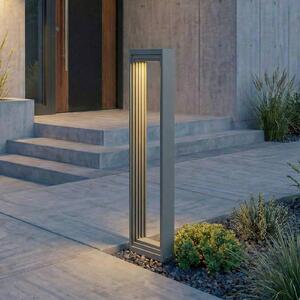 Lampioncino da giardino Ashkan Lucande, Alluminio / Grigio / Zincato, Metallo, Moderno, Lampada LED da esterni