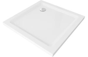 Mexen Flat piatto doccia quadrato slim 80 x 80 cm, bianco, sifone cromato - 40108080