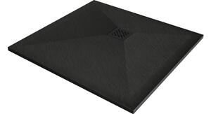 Mexen Stone+ piatto doccia quadrato in composito 80 x 80 cm, nero, copertura nera - 44708080-B