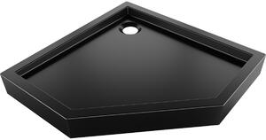 Mexen Flow+ piatto doccia pentagonale 80 x 80 cm, nero opaco - 46P708080H