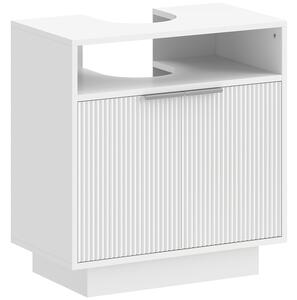 Mobile Sotto Lavabo Bagno 60x33x63 cm Ante Design Canettato in MDF Bianco