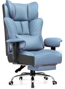 Sedia da gaming GTPLAYER, sedia da ufficio ergonomica con poggiapiedi, schienale e braccioli regolabili a 150°, sedia da computer/poltrona direzionale, 180 kg, BLU