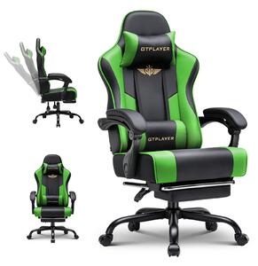 Sedia da gaming GTPLAYER - Sedia da gaming ergonomica con poggiapiedi, poggiatesta e supporto lombare, regolabile in altezza, verde