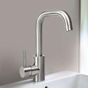 ZMH Rubinetto bagno lavabo miscelatore lavabo - Rubinetteria rubinetto acqua fredda ad alta pressione con altezza bocca 100mm rubinetto miscelatore in acciaio inox per bagno, nichel spazzolato