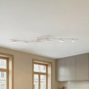 Lindby Faretto LED Eldrin, bianco, a 6 luci, barra luminosa Eldrin Lindby, dimmerabile, Bianco / Opale, Soggiorno / Sala da pranzo, Metallo, Moderno