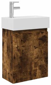 Mobile bagno con rubinetto Rovere Fumo 45,5 x 22,5 x 84 cm