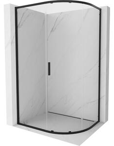 Mexen Exo cabina doccia semicircolare asimmetrica scorrevole 100 x 90 cm, trasparente, nera - 8131-100-090-70-00
