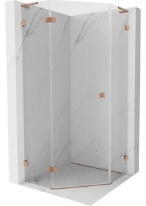 Mexen Lunar L cabina doccia pentagonale girevole sinistra 90 x 90 cm, trasparente, rame spazzolato - 831L-090L-090P-65-00-L