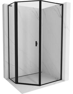 Mexen Mist L cabina doccia pentagonale asimmetrica a battente sinistra 80 x 100 cm, cornice nera, nera - 8A8L-080-100-70-70-L