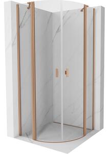 Mexen Mist cabina doccia semicircolare battente 80 x 80 cm, trasparente, rame spazzolato - 8A32-080-080-65-00