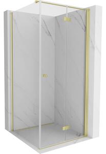 Mexen Mist-F cabina doccia pieghevole destra 80 x 80 cm, trasparente, oro spazzolato - 8A6T-080-080-55-00-P