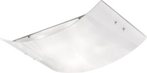 Plafoniera Michela grande 45x30cm bianco lucido 2XE27, vetro curvo con base cromata, IP20, max 2x52W, lampada da soffitto elegante