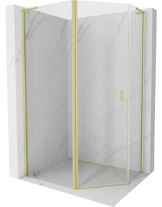 Mexen Mist L cabina doccia pentagonale asimmetrica a battente 100x80 cm, trasparente, oro spazzolato - 8A8L-100-080-55-00
