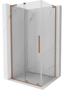 Mexen Velar L cabina doccia scorrevole 120 x 90 cm, trasparente, rame spazzolato - 871-120-090-03-65