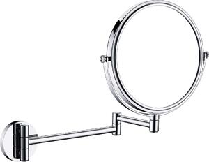 Specchio a braccio cosmetico rotondo di design, in 2 parti, ingrandimento X3, cromo