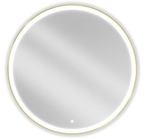 Mexen Esso specchio da bagno retroilluminato, rotondo 100 cm, LED 6000K, anti-appannamento, cornice dorata - 9825-100-100-611-50