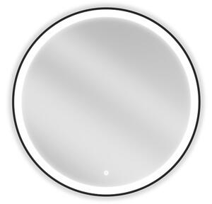 Mexen Esso specchio da bagno illuminato, rotondo 80 cm, LED 6000K, antiappannamento, cornice nera - 9825-080-080-611-70