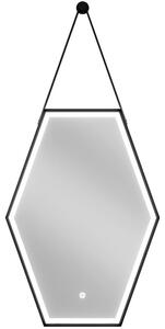 Mexen Orla specchio da bagno retroilluminato 50 x 70 cm, LED 6000K, antiappannamento, cornice nera - 9815-050-070-611-70