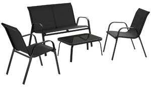 Tectake set di mobili da giardino nora per 4 persone, tessuto textilene