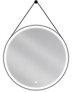 Mexen Reni specchio da bagno illuminato, rotondo 80 cm, LED 6000K, antiappannamento, cornice nera - 9812-080-080-611-70