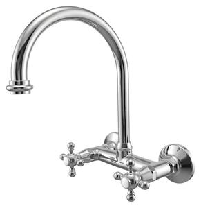PB Rubinetto da cucina in stile retrò, montaggio a parete, bocca rotonda, cromato 1208972854