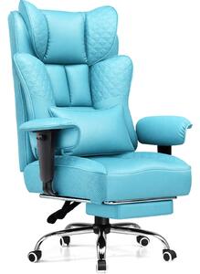 Sedia da gaming GTPLAYER, sedia da ufficio ergonomica con poggiapiedi, schienale e braccioli regolabili a 150°, sedia da computer/direzione, portata 180 kg, AZZURRO
