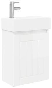 Mobile bagno con rubinetto Bianco Lucido 45,5 x 25,5 x 84 cm