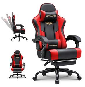 Sedia da gaming GTPLAYER - Sedia da gaming ergonomica con poggiapiedi, poggiatesta e supporto lombare, regolabile in altezza, colore rosso