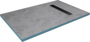 Piatto doccia MARWELL elemento doccia 90 x 140 x 4 cm direttamente piastrellabile con canale di scarico integrato in nero e scarico orizzontale - Piatto doccia con canale di scarico integrato in nero e scarico orizzontale