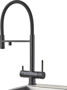 Rubinetto da cucina, acqua filtrata e miscelatore, con funzione spray estraibile, nero opaco