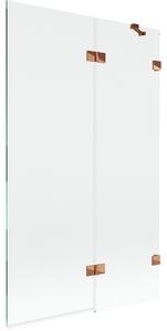 Mexen Lunar paravento per vasca da bagno a 2 ante destro 110 x 150 cm, trasparente, oro rosa - 897-110-100-60-00-P