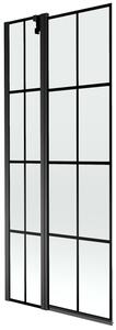Mexen Flip paratia da bagno a 2 ante 80 x 150 cm, griglia nera, nero - 894-080-101-70-77