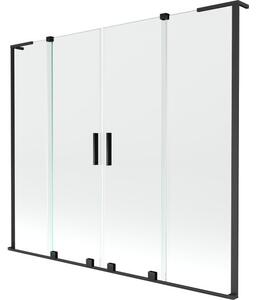 Mexen Velar L Duo paravento da vasca da bagno a 2 ante scorrevoli 170 x 150 cm, trasparente, nero - 896-170-003-02-70