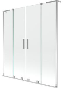 Mexen Velar L Duo paravento da vasca da bagno a 2 ante scorrevoli 140 x 150 cm, trasparente, cromo - 896-140-003-02-01