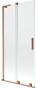 Mexen Velar L paravento per vasca 2 ante scorrevoli 90 x 150 cm, trasparente, rame spazzolato - 896-090-003-01-65