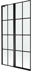 Mexen Mist L schermo per vasca da bagno a 2 ante sinistro 100 x 150 cm, griglia nera, nero - 8A9L-100-011-70-77-L
