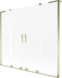 Mexen Velar L Duo paravento per vasca da bagno 2 ante scorrevoli 200 x 150 cm, smerigliato, dorato - 896-200-003-32-50