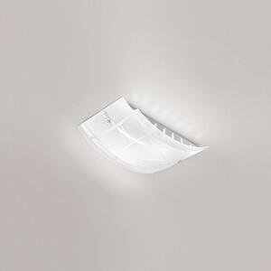 Plafoniera Nereide piccola 35x25cm in vetro satinato serigrafato bianco 2XE27, base cromata, design moderno, IP20, max 2x42W