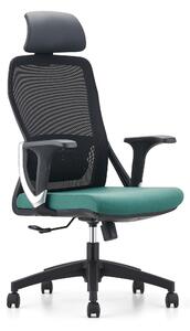 Sedia da ufficio Casa Dolce CENTO, nero-verde, 67x63x112-124 cm, girevole e regolabile in altezza, supporto lombare, poggiatesta regolabile in altezza