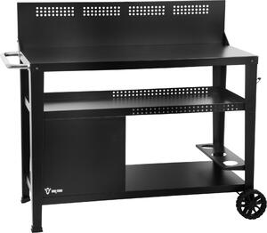 BBQ-Toro carrello per barbecue 125 x 57 x 104 cm, nero, tavolo per barbecue con frangivento, carrello per barbecue da esterno