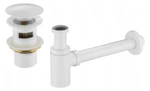 Mexen Piletta di Scarico Lavabo Rotonda con Tappo Click-Clack, con Troppo Pieno, Bianco - 7992050-20