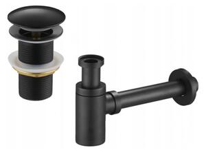 Mexen semisifone lavabo rotondo con tappo clic-clac, senza troppopieno, nero - 7991050-70