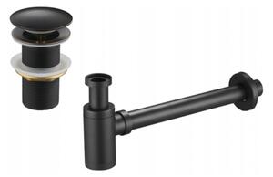 Mexen semisifone lavabo rotondo con tappo clic-clac, senza troppo pieno, nero antico - 7991050-79